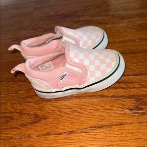 Vans Kids Pink Checkerboard Slip-On Shoes size 4Toddler!!